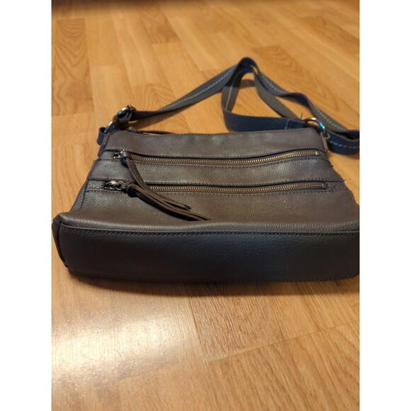 The Sak Reseda Shoulder Bag Purse Slate Gray Leather Zippers - Picture 2 of 8